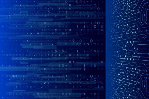 Binary code digital technology on the blue background. Stock Illustration