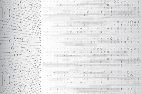 Binary code digital technology on the grey background. Stock Illustration