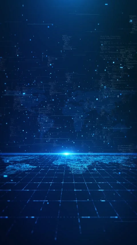 Binary Code Digital World Data Network Technology grid showing data network conn 動画素材 341903713