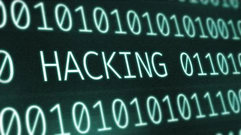 Binary code digits background with hacking inscription 库存插图