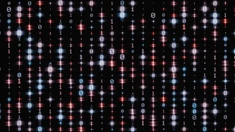 Binary code digits glowing and changing on a dark background Stock Footage 346662297