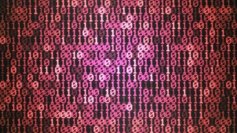 Binary Code Display Wall Animation - Loop Rainbow Stock Footage 74750960