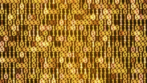 Binary Code Display Wall Animation - Loop Yellow Stock Footage 74751144