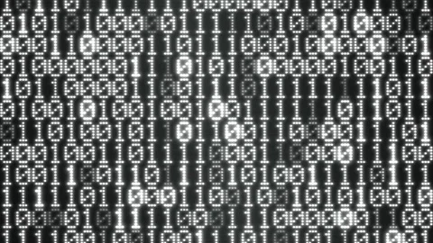 Binary Code Display Wall Animation - Loop Monochrome Stock Footage 74752418