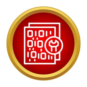 Binary code document with wrench icon for software repair 库存插图
