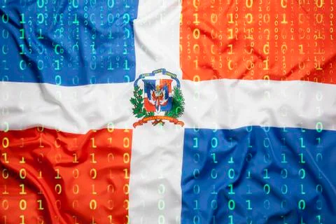 Binary code with Dominican Republic flag, data protection concept イラスト素材
