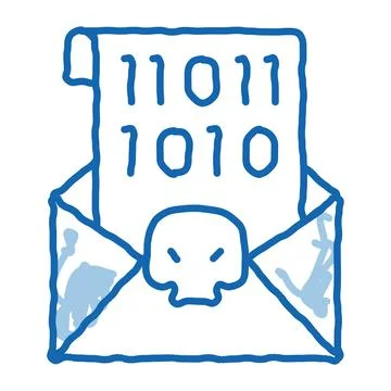 Binary Code doodle icon hand drawn illustration Stock Illustration