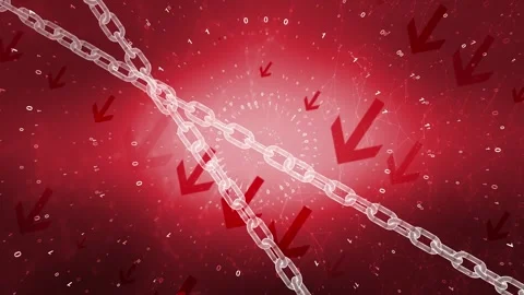 Binary code with down pointed arrows and chains animation Stock Footage 338307015