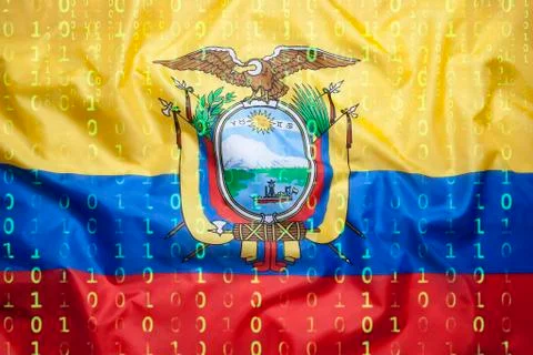 Binary code with Ecuador flag, data protection concept Stock Illustration