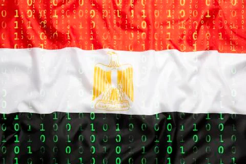 Binary code with Egypt flag, data protection concept Stock Photos
