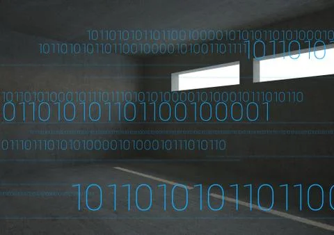 Binary code elements on dark background Stock Illustration