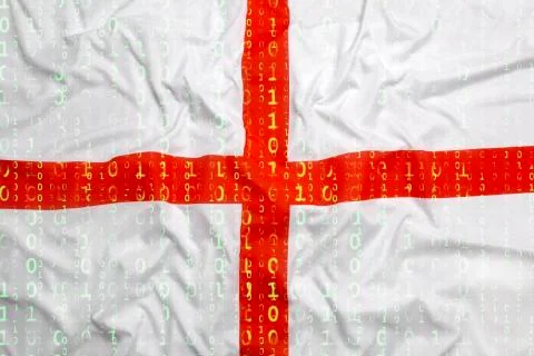 Binary code with England flag, data protection concept 스톡 일러스트