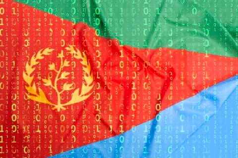 Binary code with Eritrea flag, data protection concept Illustrazione stock
