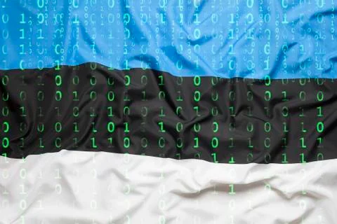 Binary code with Estonia flag, data protection concept Stock Illustration