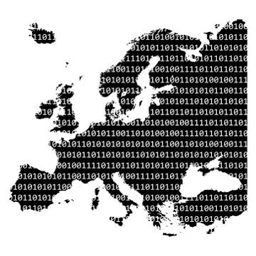 Binary code europe map concept design isolated on white background 库存插图