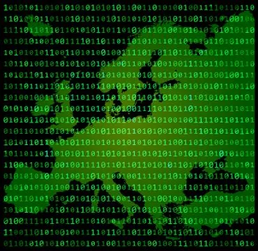 Binary code europe map concept design green matrix background Stockillustratie
