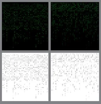 Binary code falling. Programming fading patterns set. Collection of zero one  Stock Illustration