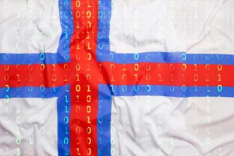 Binary code with Faroe Islands flag, data protection concept Stock Illustration