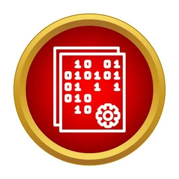 Binary code file with processing gear icon Illustrazione stock