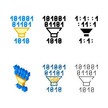 Binary code filtration color icon vector minimal Stock Illustration
