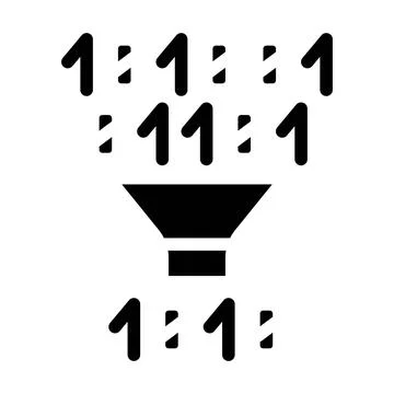 Binary code filtration glyph icon vector illustration Stock Illustration