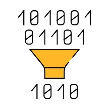 Binary code filtration icon color illustration Stock Illustration