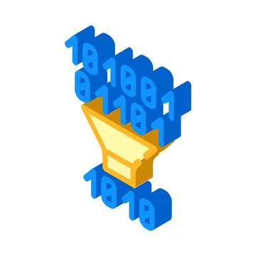 Binary code filtration isometric icon vector illustration 스톡 일러스트