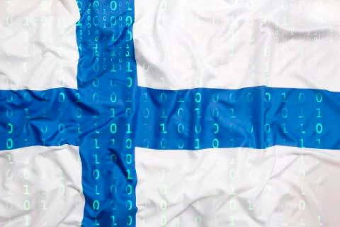 Binary code with Finland flag, data protection concept Stock Illustration
