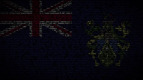 Binary code on flag Stock Footage 293698684