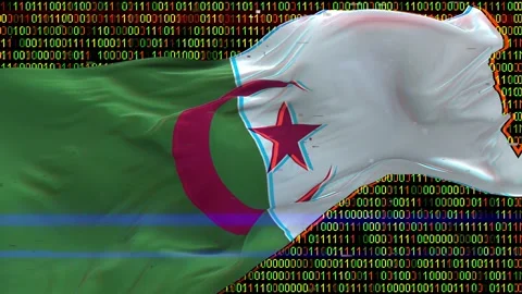 Binary code on flag Video stock 293701455
