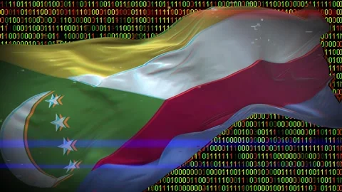Binary code on flag Stock Footage 293701774
