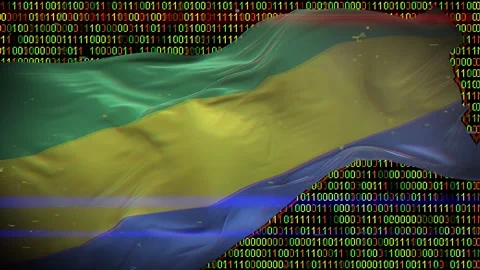 Binary code on flag Stock Footage 293701962
