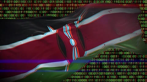 Binary code on flag Stock Footage 293702109