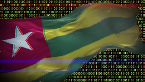 Binary code on flag Video stock 293702640