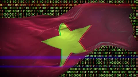 Binary code on flag Stock Footage 293702687