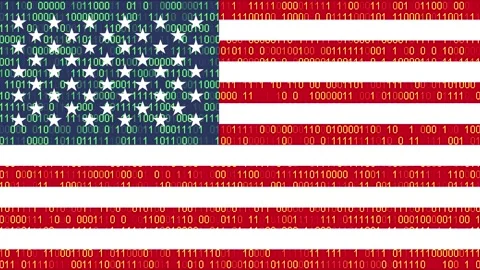 Binary code on flag Stock Footage 293706012