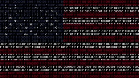 Binary code on flag of United States. Program source code or Hacker concept.. Stock Footage 293700690