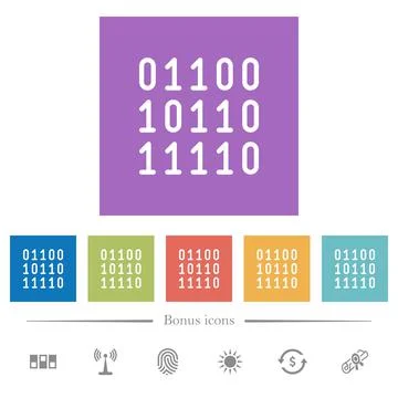 Binary code flat white icons in square backgrounds イラスト素材