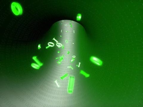 The binary code flies in the channel 库存插图