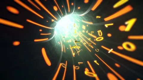 Binary code flies in the wire internet cables Stock Footage 82843180