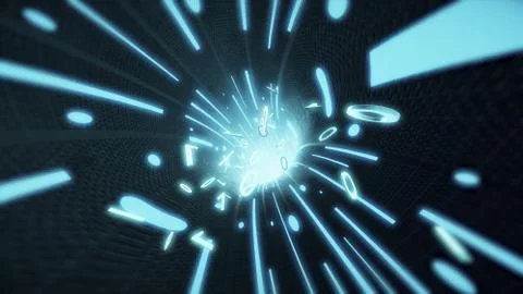 Binary code flies in the wire internet cables 3d illustration イラスト素材