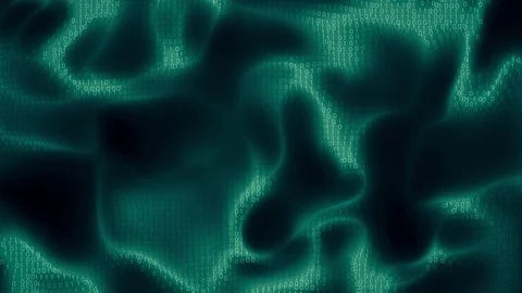 Binary code flow with fractal distortion waves. Binary cyberspace flow of data Stock Footage 84040475