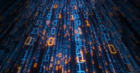 Binary code flowing down screen at angle. Stock Footage 138119287