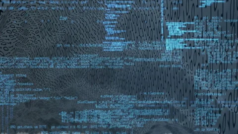 Binary code flowing in undulating blue waves, forming abstract digital pattern Stock Footage 309036301