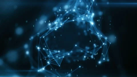 Binary code flying in an abstract technological tunnel with a geometric surface Stock Footage 92441952