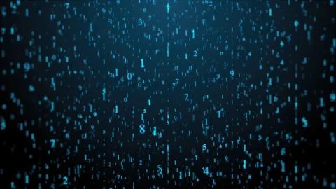 Binary code forming a digital rain in cyberspace 库存插图