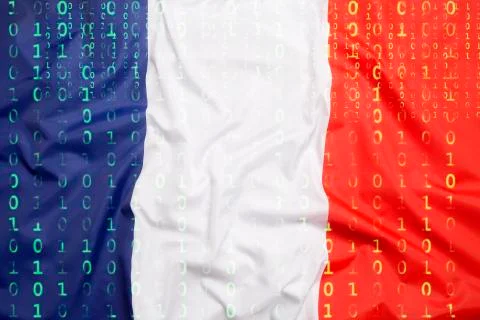 Binary code with France flag, data protection concept 스톡 일러스트