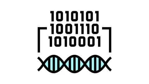 Binary code genetic information color icon animation Video stock 164233509