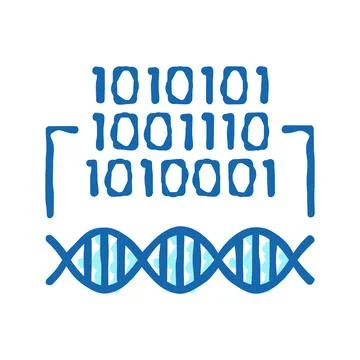 Binary code genetic information icon doodle illustration 스톡 일러스트