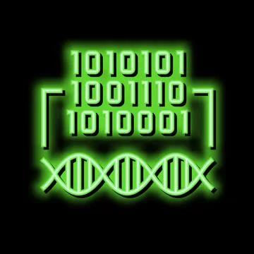 Binary code genetic information neon glow icon illustration Stock Illustration